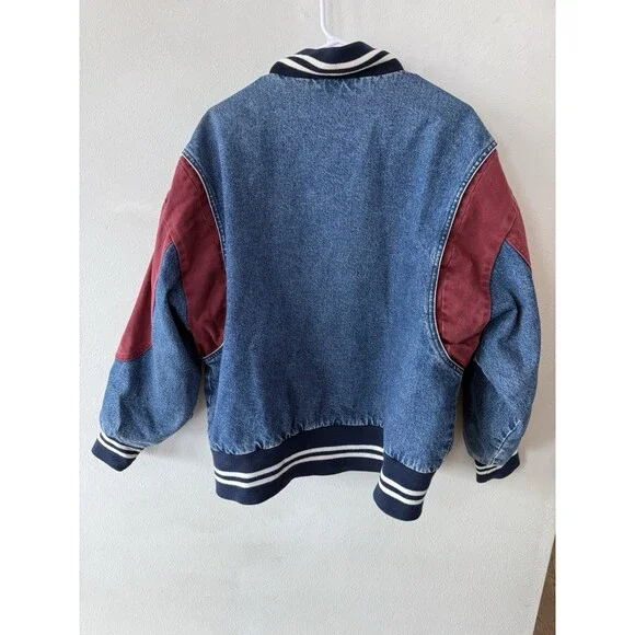 Vtg 80s 90s Levi's Denim Varsity Jacket Medium Sports Letterman Jean Blue - Picture 5 of 6